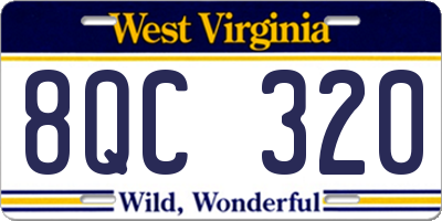 WV license plate 8QC320