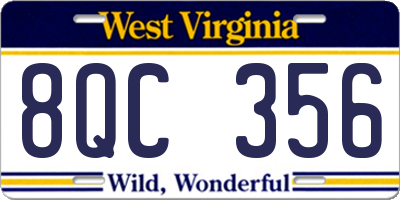 WV license plate 8QC356