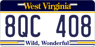 WV license plate 8QC408