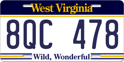 WV license plate 8QC478