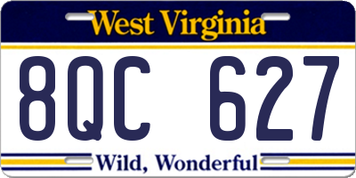 WV license plate 8QC627