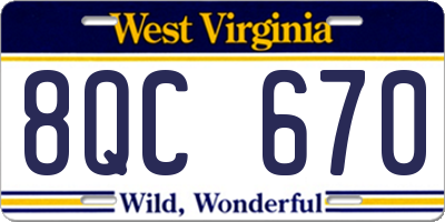 WV license plate 8QC670