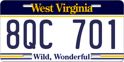 WV license plate 8QC701