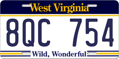 WV license plate 8QC754