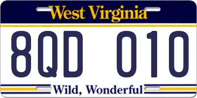 WV license plate 8QD010