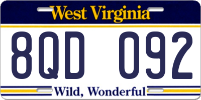 WV license plate 8QD092