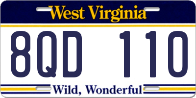 WV license plate 8QD110