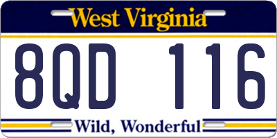 WV license plate 8QD116