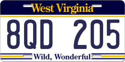 WV license plate 8QD205