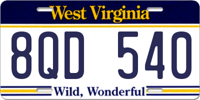 WV license plate 8QD540
