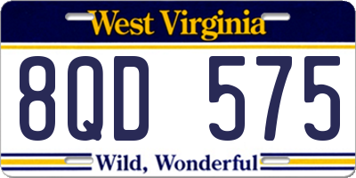WV license plate 8QD575