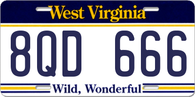 WV license plate 8QD666