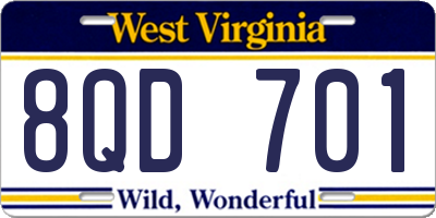 WV license plate 8QD701