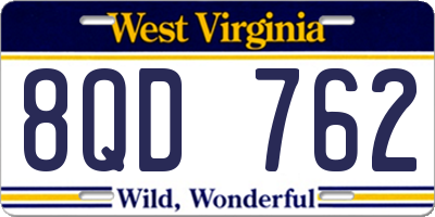 WV license plate 8QD762