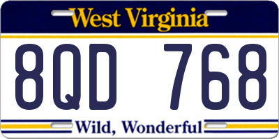 WV license plate 8QD768