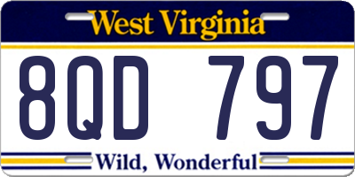 WV license plate 8QD797