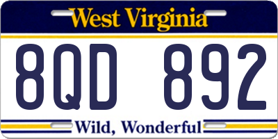 WV license plate 8QD892
