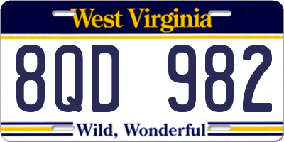 WV license plate 8QD982