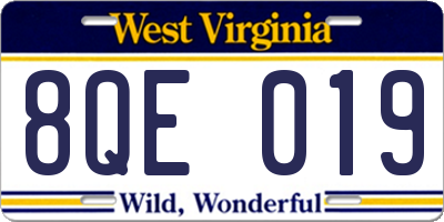 WV license plate 8QE019