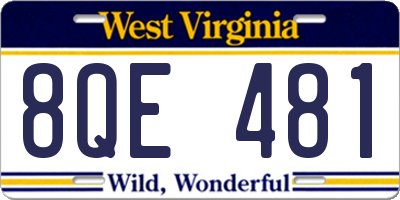 WV license plate 8QE481