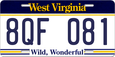 WV license plate 8QF081