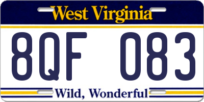 WV license plate 8QF083