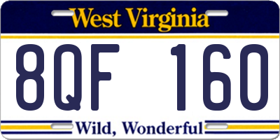 WV license plate 8QF160