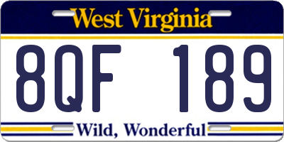 WV license plate 8QF189