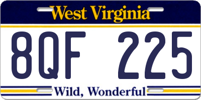 WV license plate 8QF225