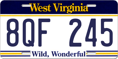 WV license plate 8QF245