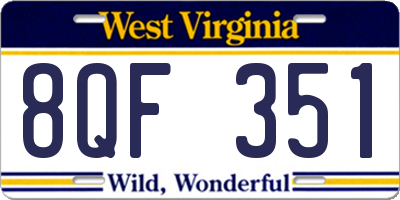 WV license plate 8QF351
