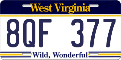 WV license plate 8QF377