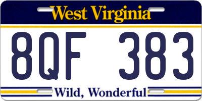 WV license plate 8QF383