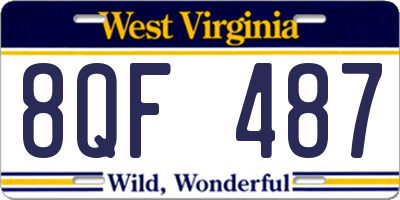WV license plate 8QF487