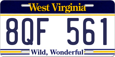 WV license plate 8QF561