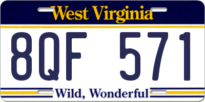 WV license plate 8QF571