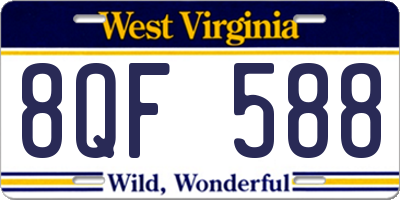 WV license plate 8QF588