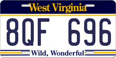 WV license plate 8QF696