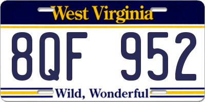 WV license plate 8QF952