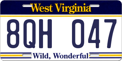 WV license plate 8QH047
