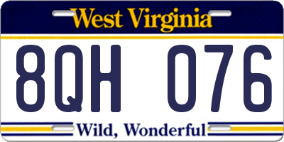 WV license plate 8QH076