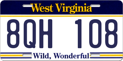 WV license plate 8QH108