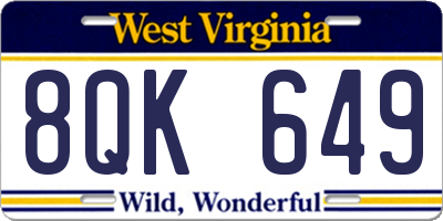 WV license plate 8QK649