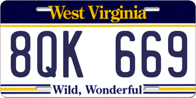 WV license plate 8QK669