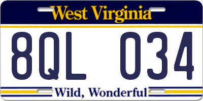 WV license plate 8QL034