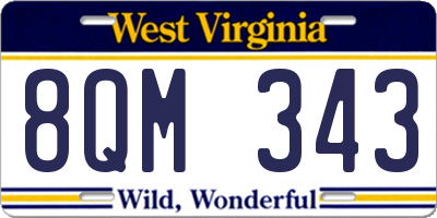 WV license plate 8QM343