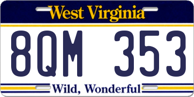 WV license plate 8QM353