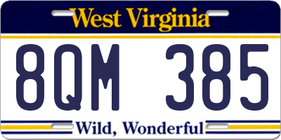 WV license plate 8QM385