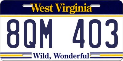 WV license plate 8QM403