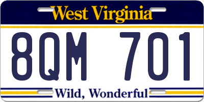 WV license plate 8QM701